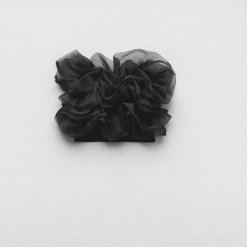 Zara Black Ruffled Off-Shoulder Top - Picture 2 of 5